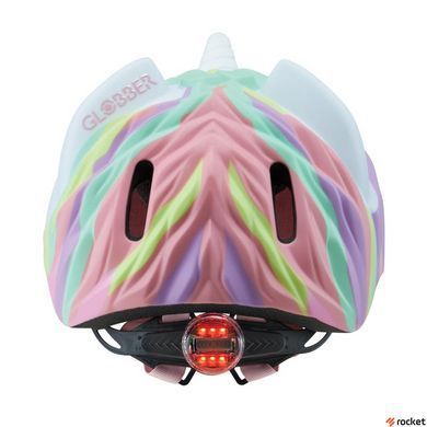 Шлем защитный детский GLOBBER FANTASY, единорог белый, с фонариком, 49-55см