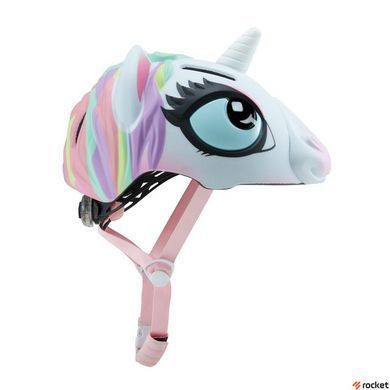 Шлем защитный детский GLOBBER FANTASY, единорог белый, с фонариком, 49-55см