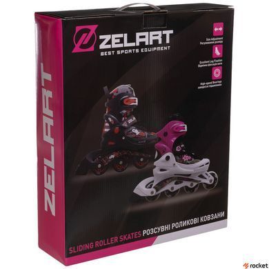 Роликовые коньки детские раздвижные Zelart Z-2925 (PL, PVC, колесо PU, пласт. рама, розовый)