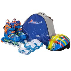 Роликовые коньки раздвижные детские в наборе защита, шлем, сумка JINGFENG 172 (р-р 31-38, цвета в ассортименте)