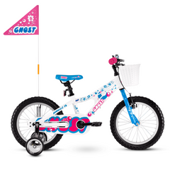 Велосипед детский от 4 лет Ghost POWERKID 16" ,бело-сине-розовый, 2021