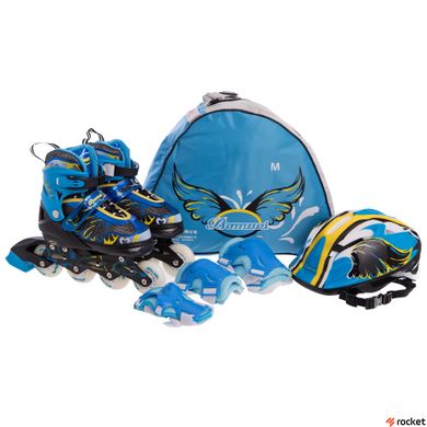 Роликовые коньки раздвижные в наборе защита, шлем, сумка Banwei SK-180 (колесо-PU, р-р 31-38, цвета в ассортименте)