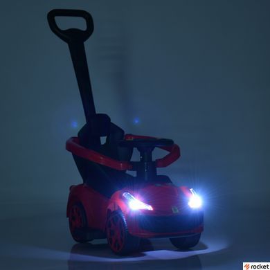 Машинка каталка-толокар с родительской ручкой Ferarri Оранжевый M 4741-7