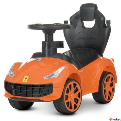 Машинка каталка-толокар с родительской ручкой Ferarri Оранжевый M 4741-7