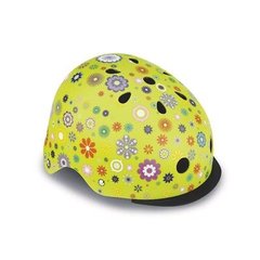 Шлем защитный детский GLOBBER Цветы зеленый с фонариком Размер XXS (48-53)