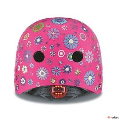 Шлем защитный детский GLOBBER Цветы розовый с фонариком Размер XXS (48-53)