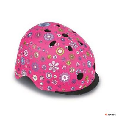 Шлем защитный детский GLOBBER Цветы розовый с фонариком Размер XXS (48-53)
