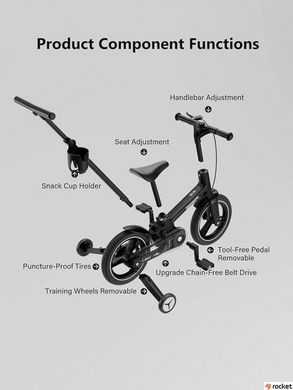 Детский велосипед от 3 лет трансформер Lecoco Strider 12" Black