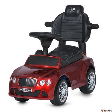 Машинка каталка-толокар с родительской ручкой Bentley Красный M 3901LS-3
