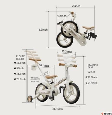 Детский велосипед от 3 лет трансформер Lecoco Strider 12" White