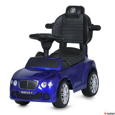 Машинка каталка-толокар із батьківською ручкою Bentley Синій M 3901LS-4