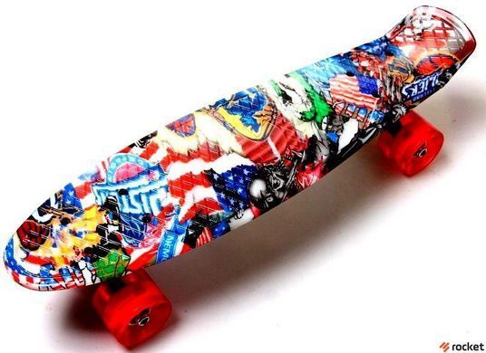 Пенні борд (Penny Board) "Graffiti" NBA. Світиться колесо.
