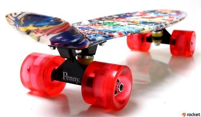 Пенні борд (Penny Board) "Graffiti" NBA. Світиться колесо.