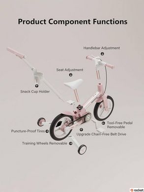 Дитячий велосипед від 3 років трансформер Lecoco Strider 12" Pink