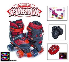 Комплект ролики-квады+защита+шлем р29-33 Spiderman Светящиеся колеса и шлем, 29-33