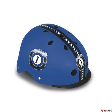 Шлем защитный детский Гонки с фонариком GLOBBER Синий Размер XXS (48-53), Синий, XXS