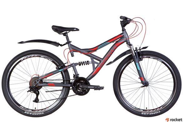 Мужской велосипед 26" Discovery CANYON AM2 Vbr 2022 (темно-серый с красным и голубым (м))