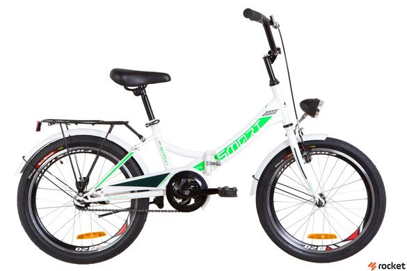 Велосипед Детский FORMULA SMART С ФОНАРЕМ 20д. Бело-зеленый, Бело-зеленый