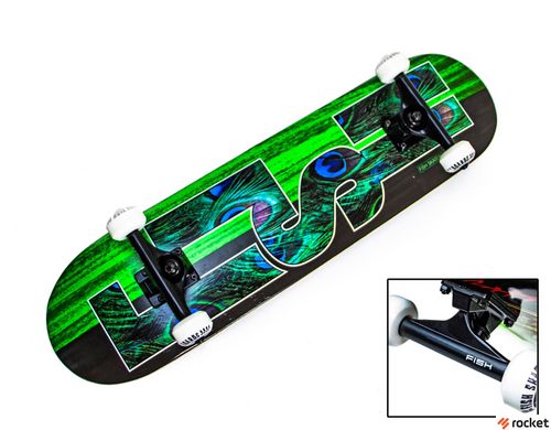 Скейтборд дерев&#39;яний Fish Skateboard Green Peafowl оптом
