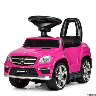 Машинка каталка-толокар с родительской ручкой Mercedes Розовая