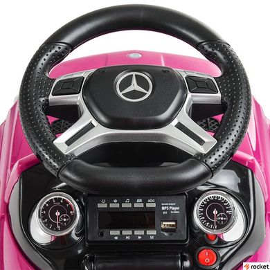 Машинка каталка-толокар с родительской ручкой Mercedes Розовая