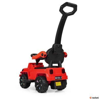 Машинка каталка-толокар з батьківською ручкою JEEP Червона