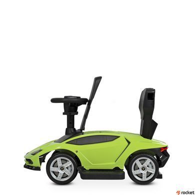 Машинка каталка-толокар с родительской ручкой Lamborghini Зеленый 3726-5