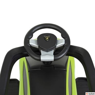 Машинка каталка-толокар с родительской ручкой Lamborghini Зеленый 3726-5