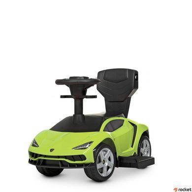 Машинка каталка-толокар с родительской ручкой Lamborghini Зеленый 3726-5