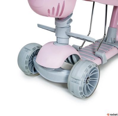 Детский трехколесный самокат Scooter Smart 5 в 1 пастельно-розовый с бортиком оптом, Розовый