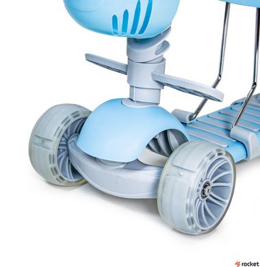Дитячий триколісний самокат Scooter Smart 5 в 1 блакитний з бортиком оптом, Блакитний