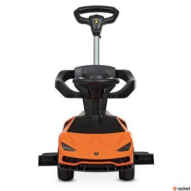 Машинка каталка-толокар с родительской ручкой Lamborghini Оранжевый 3726-7