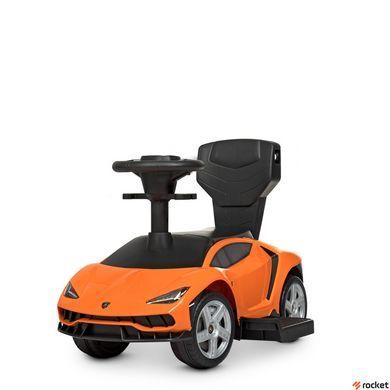 Машинка каталка-толокар с родительской ручкой Lamborghini Оранжевый 3726-7