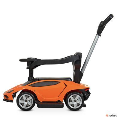 Машинка каталка-толокар с родительской ручкой Lamborghini Оранжевый 3726-7