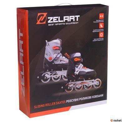 Роликові ковзани дитячі розсувні Zel art Z-2919 (PL, PVC, колесо PU литі, алюм. рама, чорний оранжевий)