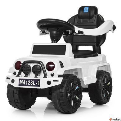 Машинка каталка-толокар з батьківською ручкою JEEP Біла
