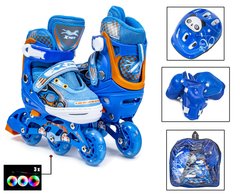 Комплект "3-wheels" Blue размер 27-30 Все колеса светятся, Синий, 27-30