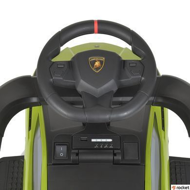 Машинка каталка-толокар с родительской ручкой Lamborghini Зеленый M 5007-5