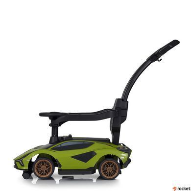 Машинка каталка-толокар с родительской ручкой Lamborghini Зеленый M 5007-5