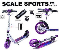 Двоколісний самокат Scale Sports SS-23 Фіолетовий Дисковий гальмо Led-ліхтарик, фиолетовый