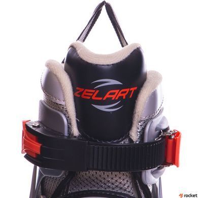 Роликовые коньки детские раздвижные Zelart Z-2924 (PL, PVC, колесо PU литые, алюм. рама, серый-оранжевый)