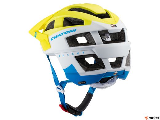 Шлем взрослый защитный Cratoni Allset Лайм/Белый/Голубой M (55-58 см), Жёлтый, M