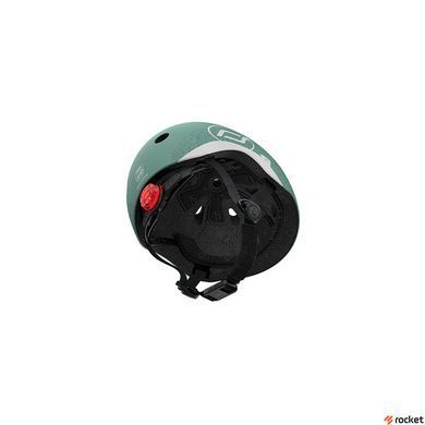 Шлем защитный детский Scoot and Ride светоотражающий серо-зеленый с фонариком 45-51см