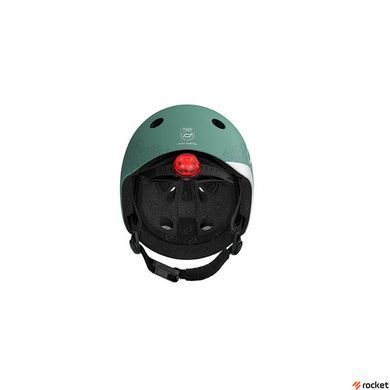 Шлем защитный детский Scoot and Ride светоотражающий серо-зеленый с фонариком 45-51см