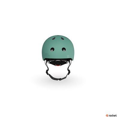 Шлем защитный детский Scoot and Ride светоотражающий серо-зеленый с фонариком 45-51см