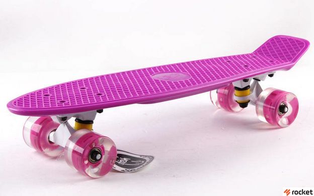 Скейтборд Пенни Борд Фиолетовый со светящимеся колесами, фиолетовый
