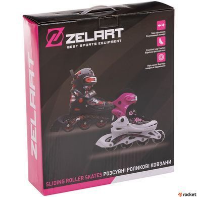 Роликові ковзани дитячі розсувні Zel art Z-2923 (PL, PVC, колесо PU, пласт. рама, чорний-червоний)