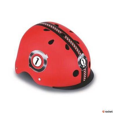 Шлем защитный детский Гонки с фонариком GLOBBER Красный Размер XXS (48-53)